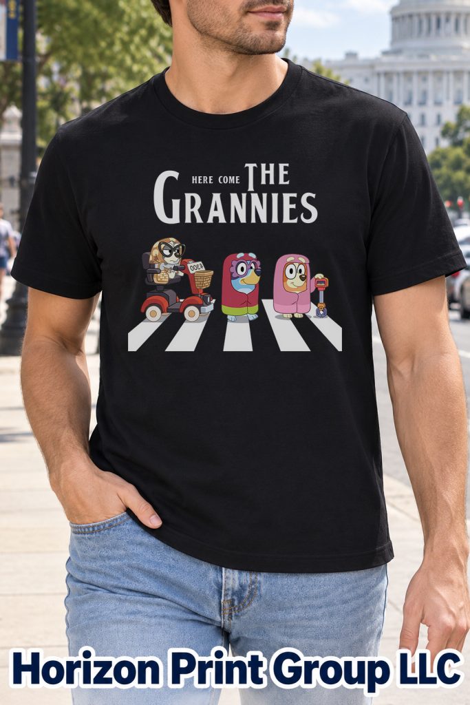 Here Come The Grannies Abbey Road Parody Shirt - Bluey, Bingo, Muffin