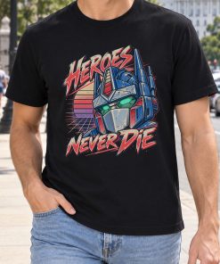Retro Synthwave Robot Heroes Never Die Shirt