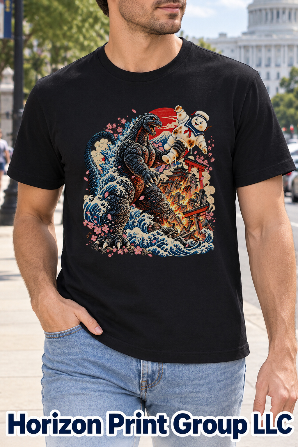 Godzilla vs Stay Puft Ukiyo-e Shirt Godzilla vs Stay Puft Ukiyo-e Shirt