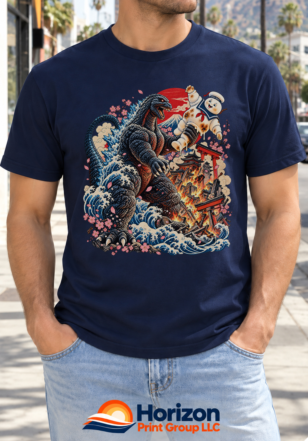Godzilla vs Stay Puft Ukiyo-e Shirt Godzilla vs Stay Puft Ukiyo-e Shirt