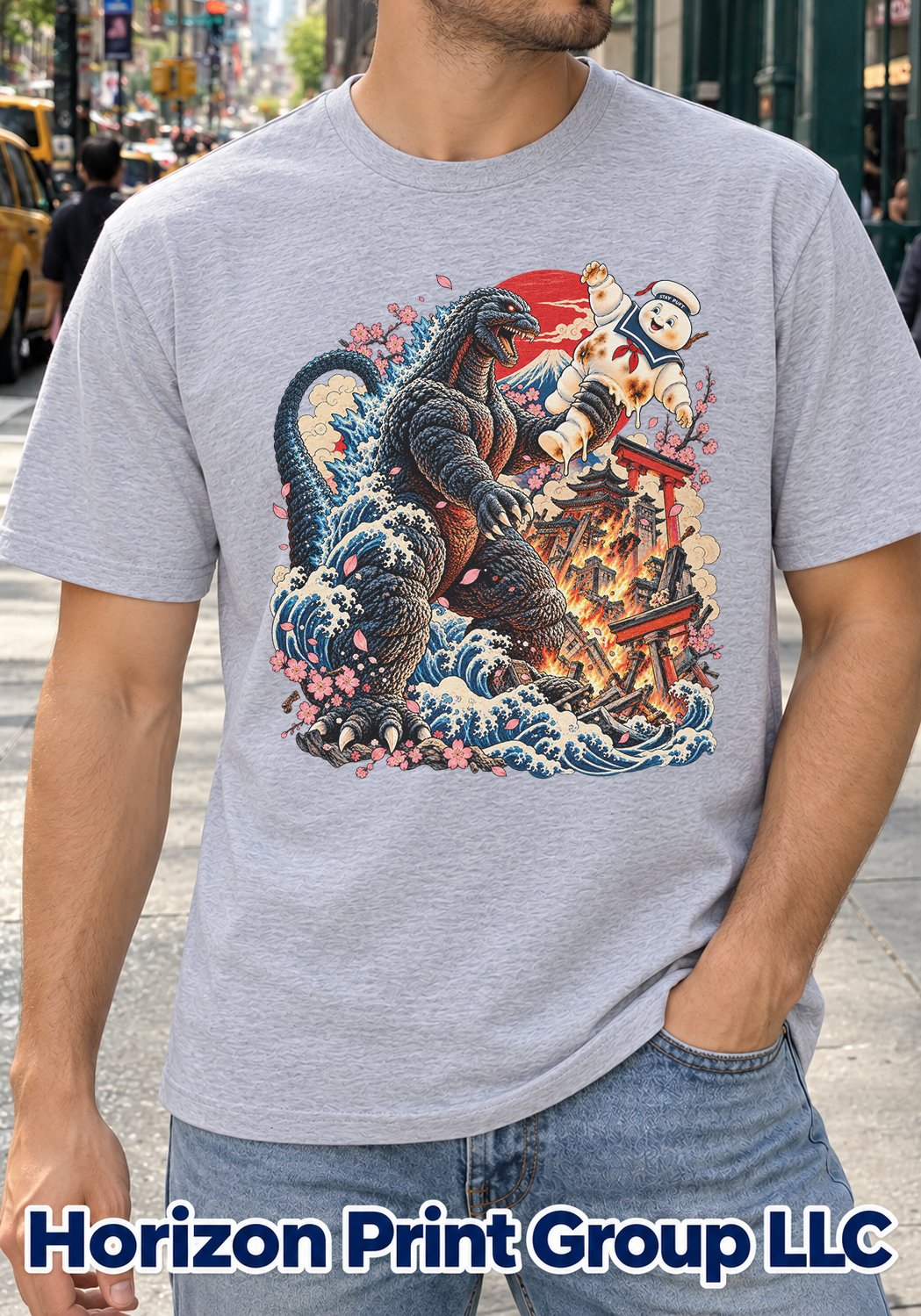 Godzilla vs Stay Puft Ukiyo-e Shirt Godzilla vs Stay Puft Ukiyo-e Shirt