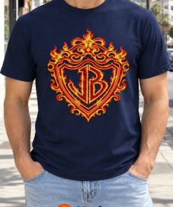 jonas burning up tour shirt fire shield jb letter navy