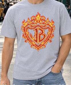 jonas burning up tour shirt fire shield jb letter sport grey jonas burning up tour shirt fire shield jb letter sport grey