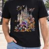 Magical Castle Fairytale Character Shirt magical castle and fairytale character collage tee black t shirt
