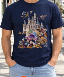 magical castle and fairytale character collage tee navy