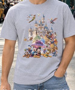magical castle and fairytale character collage tee sport grey