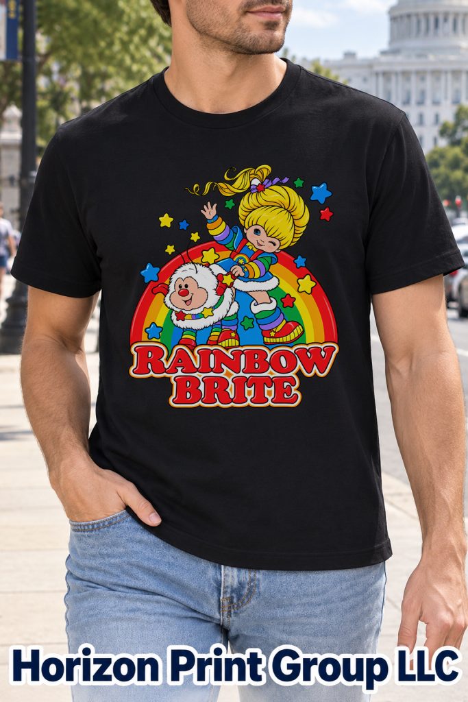 Rainbow Brite and Twink Shirt – Retro 80s Rainbow Stars Tee