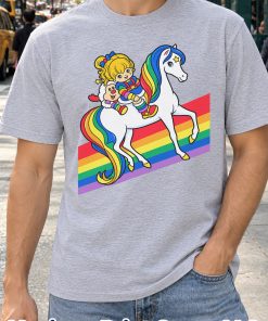 retro 80s rainbow girl riding white horse shirt v sport grey retro 80s rainbow girl riding white horse shirt v sport grey