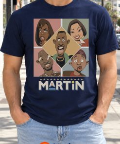retro 90s sitcom cartoon cast collage tee navy